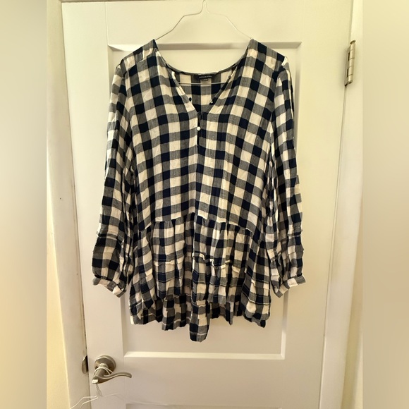 American Eagle Outfitters Tops - American Eagle Gingham Peplum Blouse – Size XL